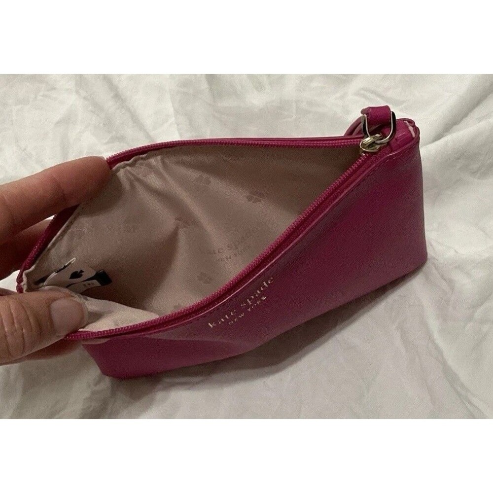 Kate Spade, Wristlet, Top Zip, Fuchsia Exterior, Blush Interior - Picture 3 of 6